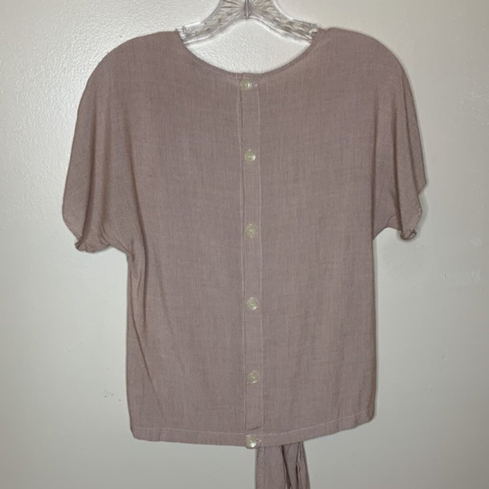 Madewell Button-Back Tie Tee In Stripe Raspberry … - image 2